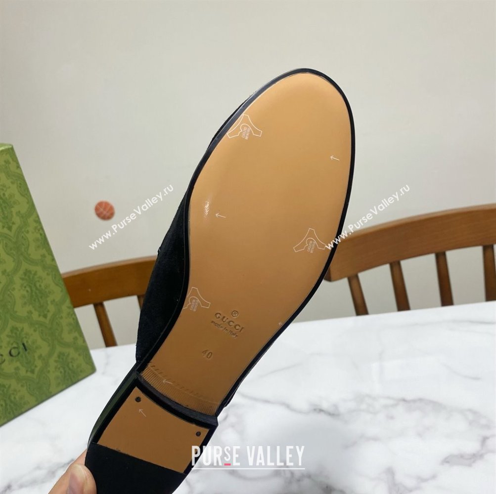 Gucci Princetown Suede Flat Slippers Black 2025 557730 (SS-250423138)