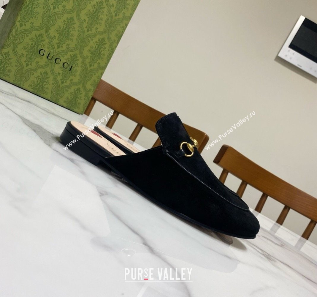 Gucci Princetown Suede Flat Slippers Black 2025 557730 (SS-250423138)