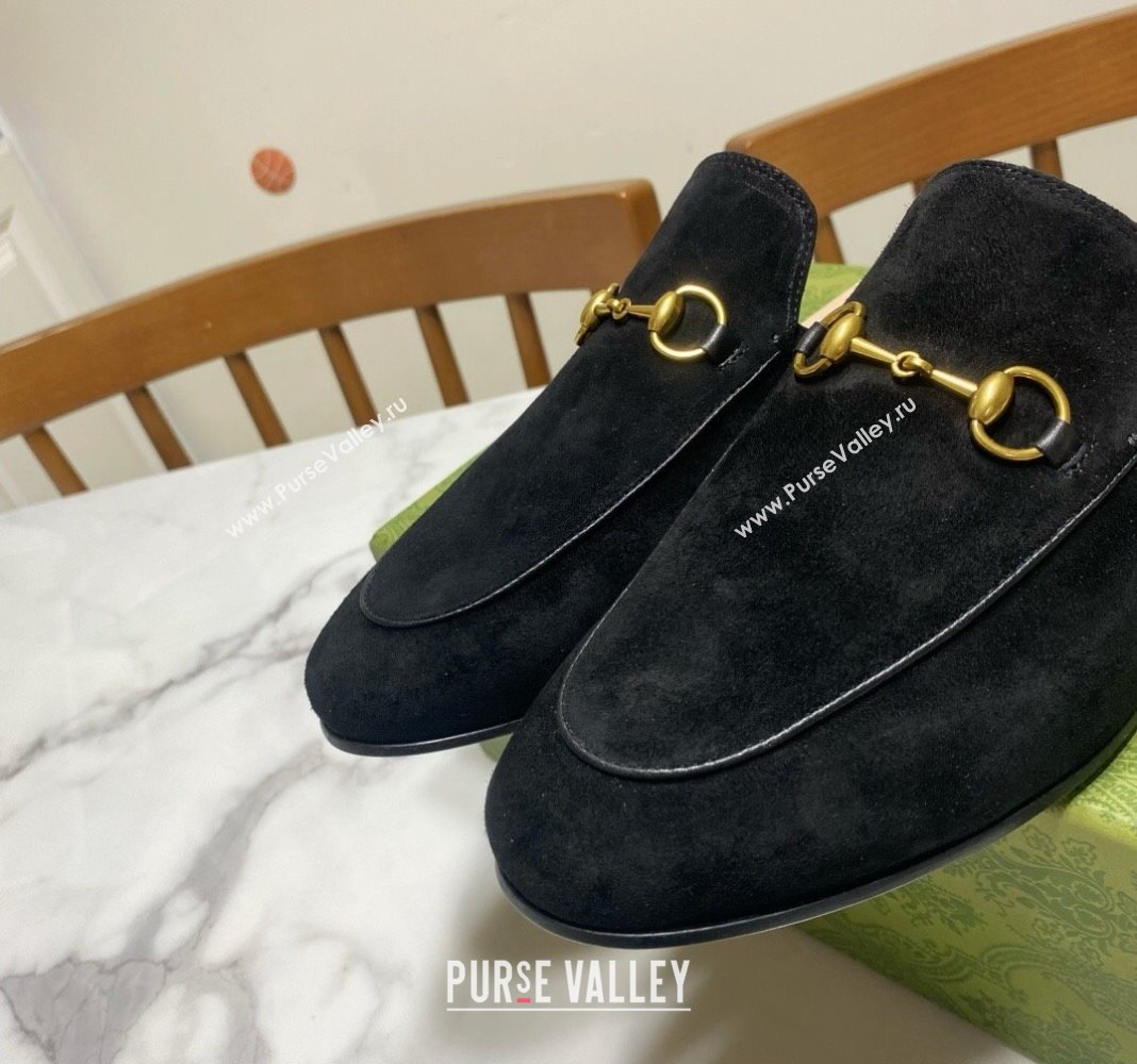 Gucci Princetown Suede Flat Slippers Black 2025 557730 (SS-250423138)