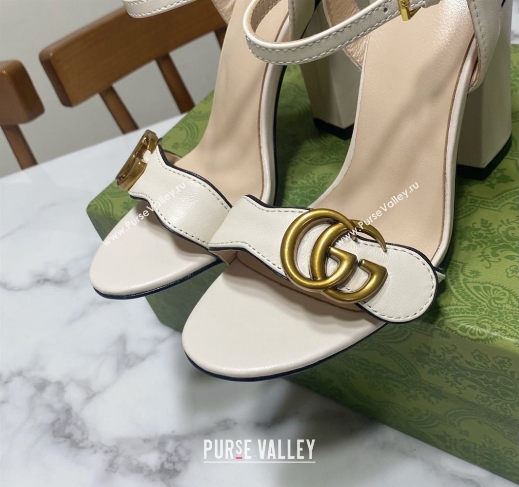 Gucci Leather Wave Heel Sandals 10cm White 2025 GG042304 (SS-250423119)