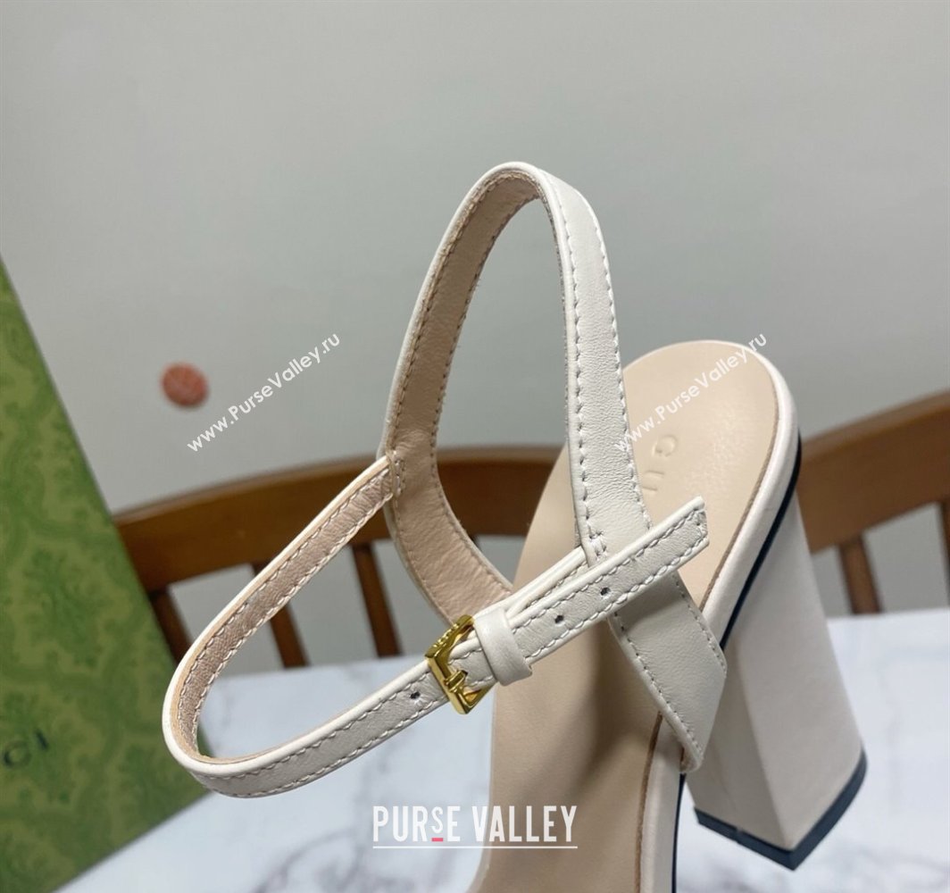 Gucci Leather Wave Heel Sandals 10cm White 2025 GG042304 (SS-250423119)