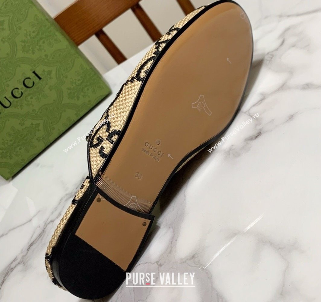 Gucci Princetown Jumbo GG Canvas Flat Slippers Beige/Black 2025 557730 (SS-250423140)