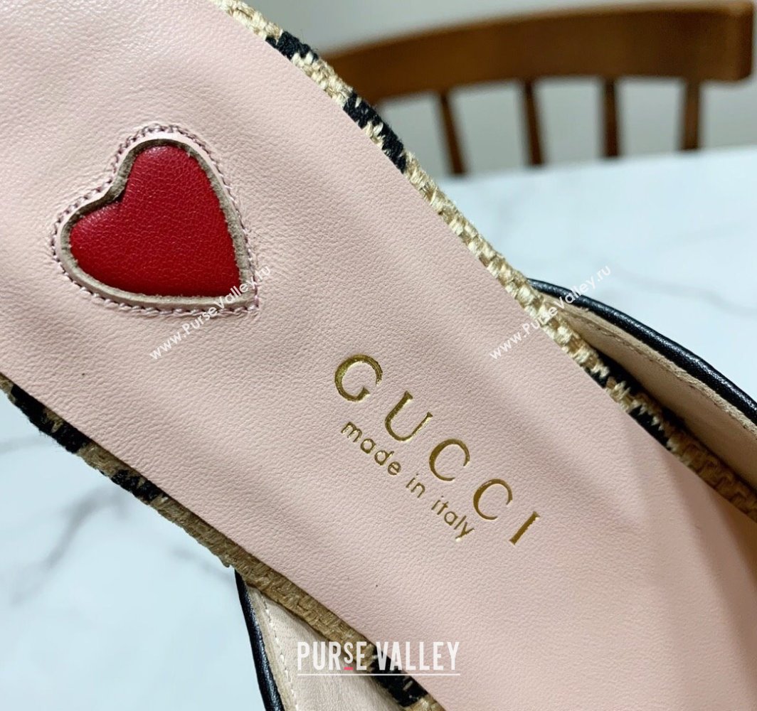Gucci Princetown Jumbo GG Canvas Flat Slippers Beige/Black 2025 557730 (SS-250423140)