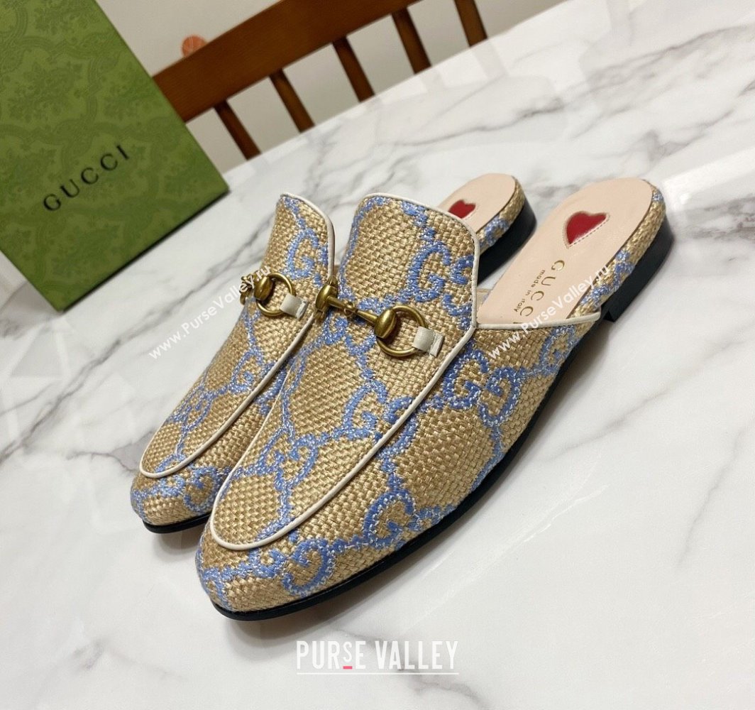 Gucci Princetown Jumbo GG Canvas Flat Slippers Beige/Purple 2025 557730 (SS-250423141)