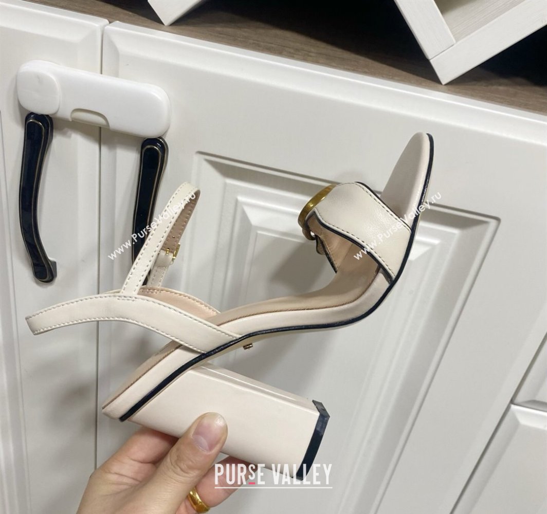 Gucci Leather Wave Heel Sandals 10cm White 2025 GG042304 (SS-250423119)