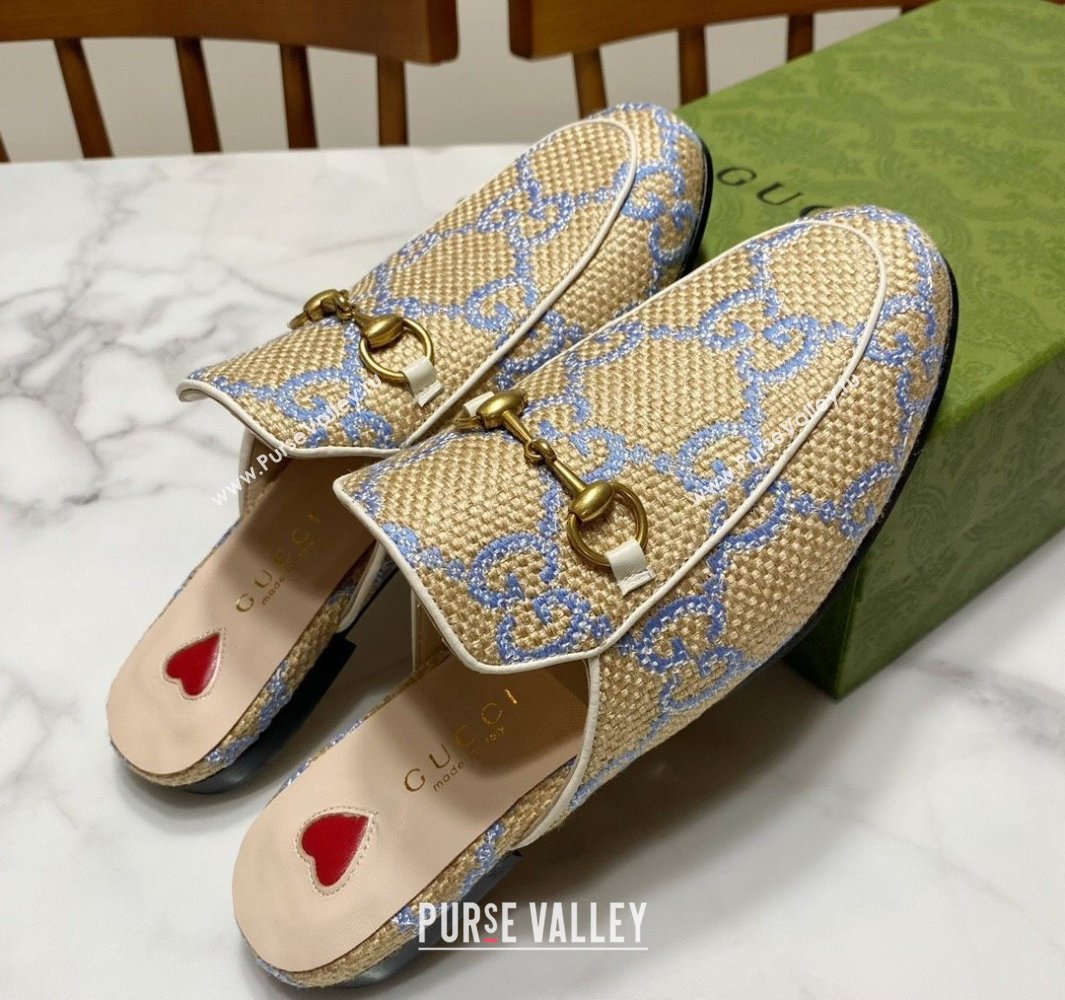Gucci Princetown Jumbo GG Canvas Flat Slippers Beige/Purple 2025 557730 (SS-250423141)
