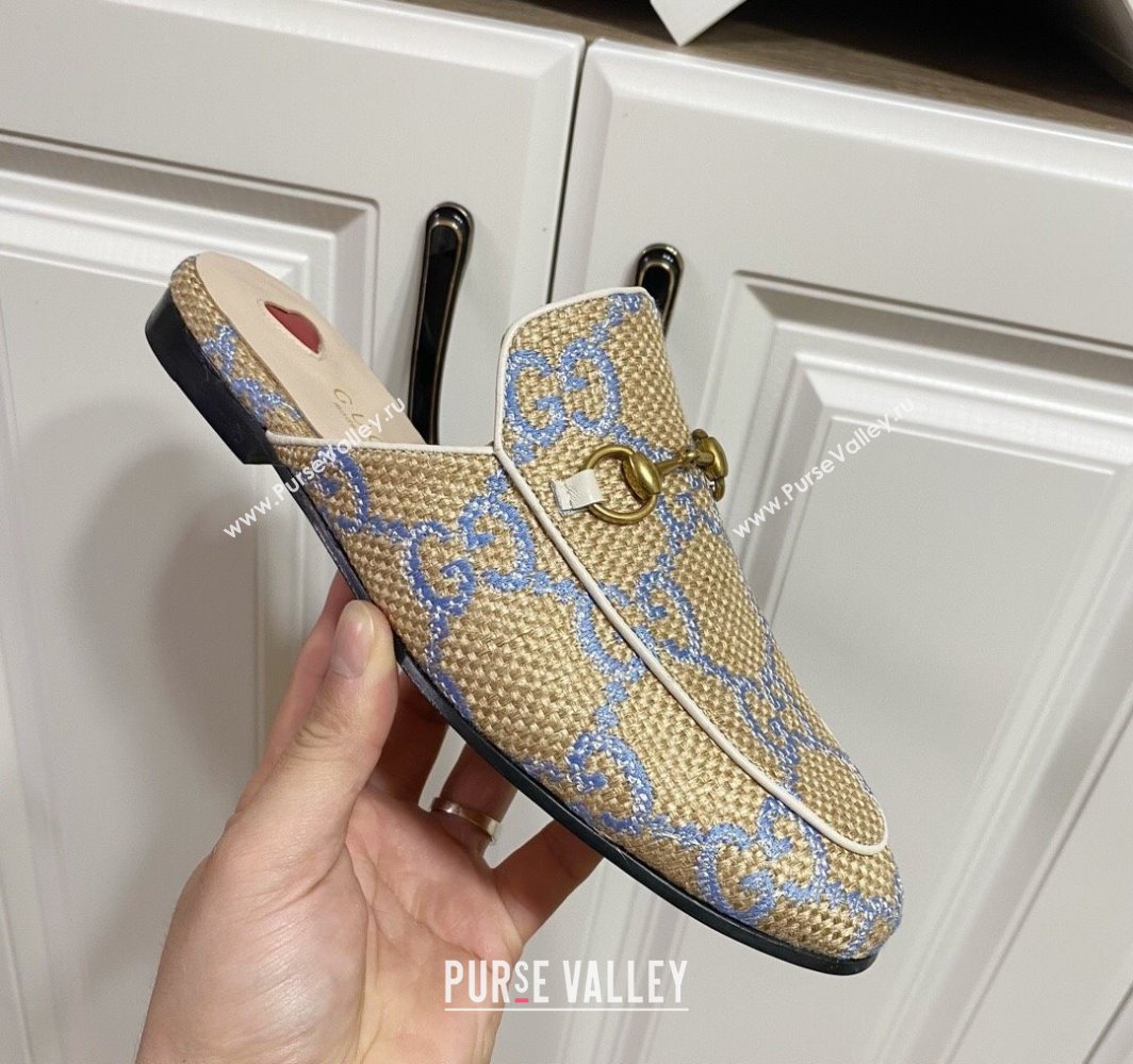 Gucci Princetown Jumbo GG Canvas Flat Slippers Beige/Purple 2025 557730 (SS-250423141)