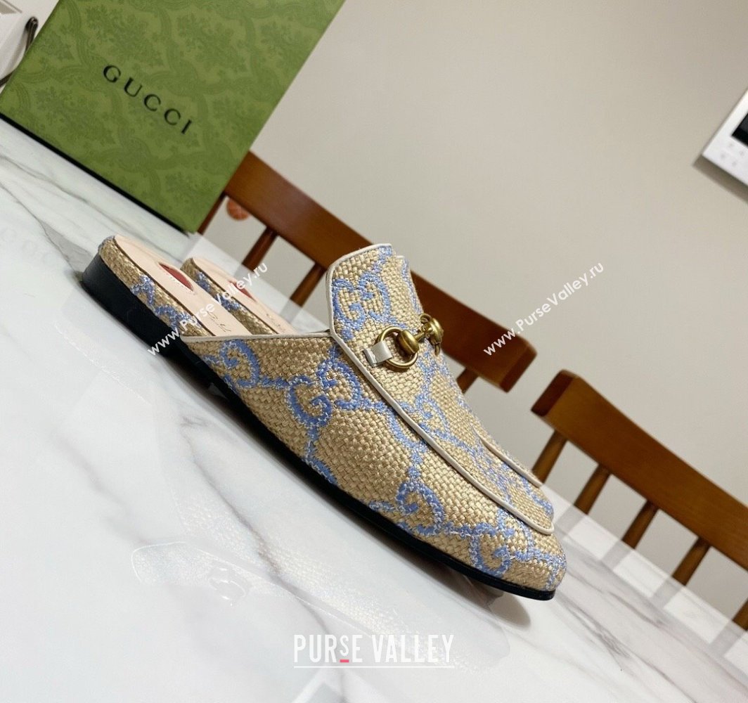 Gucci Princetown Jumbo GG Canvas Flat Slippers Beige/Purple 2025 557730 (SS-250423141)