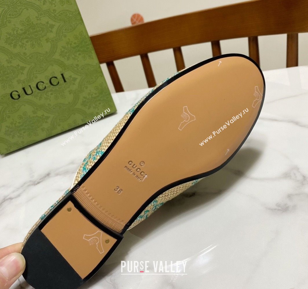 Gucci Princetown Jumbo GG Canvas Flat Slippers Beige/Green 2025 557730 (SS-250423142)