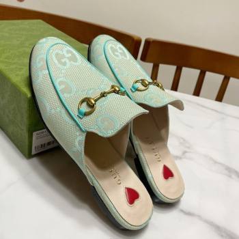 Gucci Princetown Jumbo GG Canvas Flat Slippers Light Green 2025 557730 (SS-250423143)