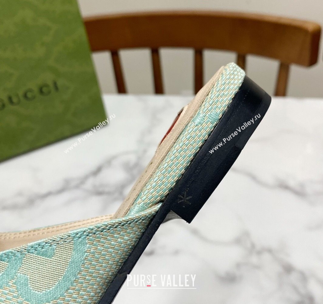 Gucci Princetown Jumbo GG Canvas Flat Slippers Light Green 2025 557730 (SS-250423143)