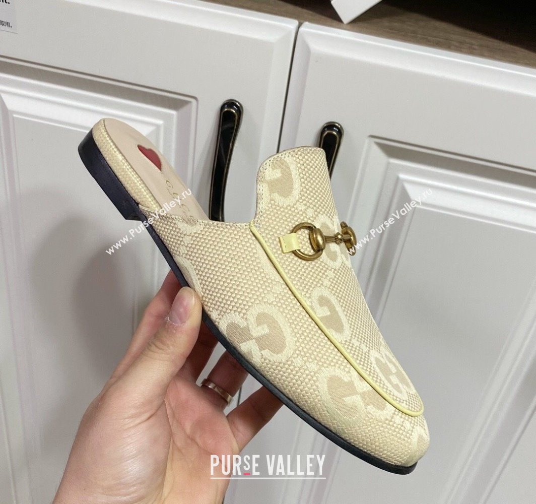 Gucci Princetown Jumbo GG Canvas Flat Slippers Yellow 2025 557730 (SS-250423144)