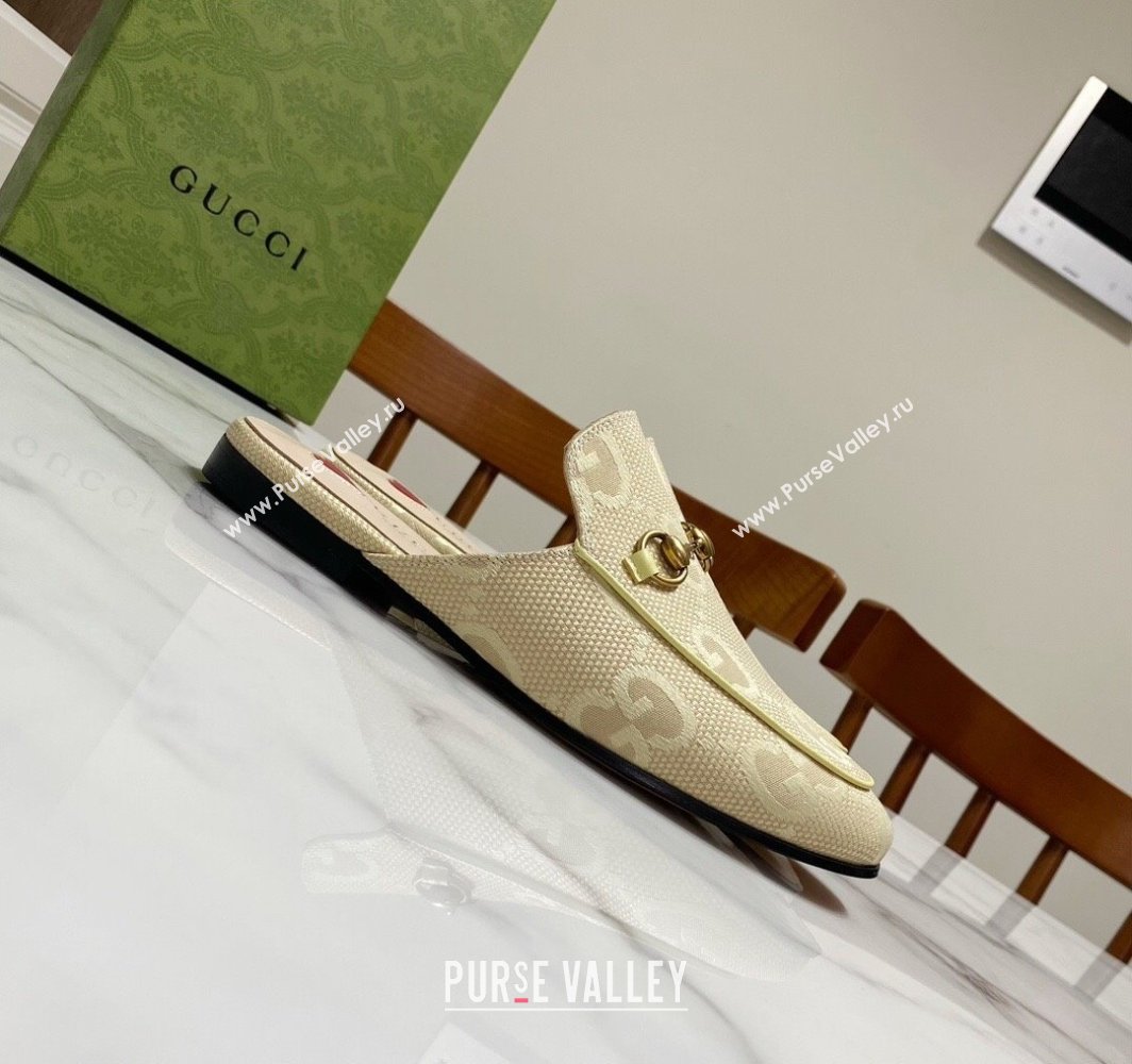 Gucci Princetown Jumbo GG Canvas Flat Slippers Yellow 2025 557730 (SS-250423144)