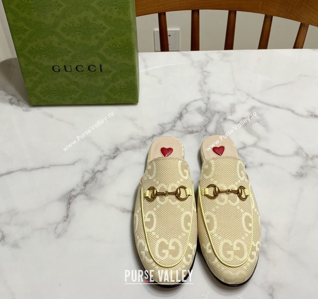 Gucci Princetown Jumbo GG Canvas Flat Slippers Yellow 2025 557730 (SS-250423144)