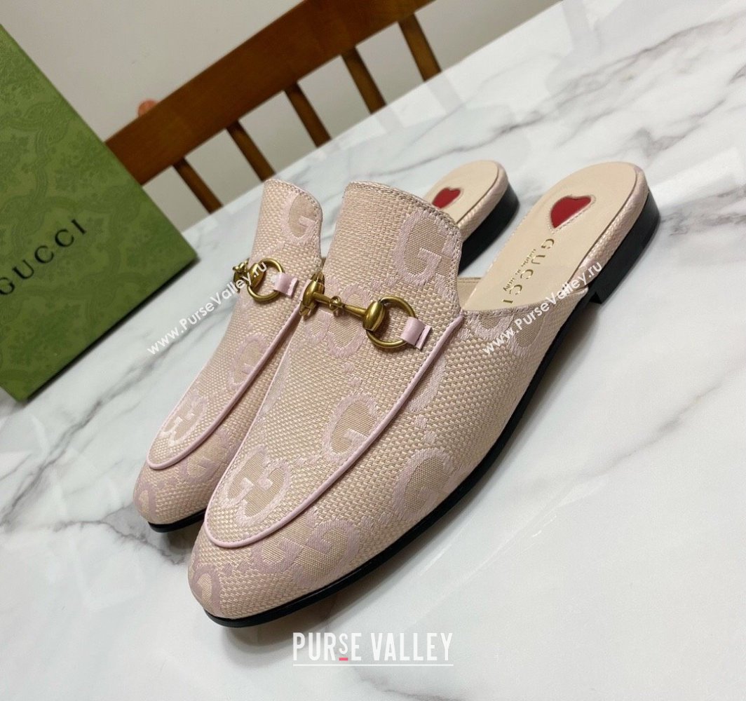 Gucci Princetown Jumbo GG Canvas Flat Slippers Light Pink 2025 557730 (SS-250423145)