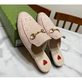 Gucci Princetown Jumbo GG Canvas Flat Slippers Light Pink 2025 557730 (SS-250423145)