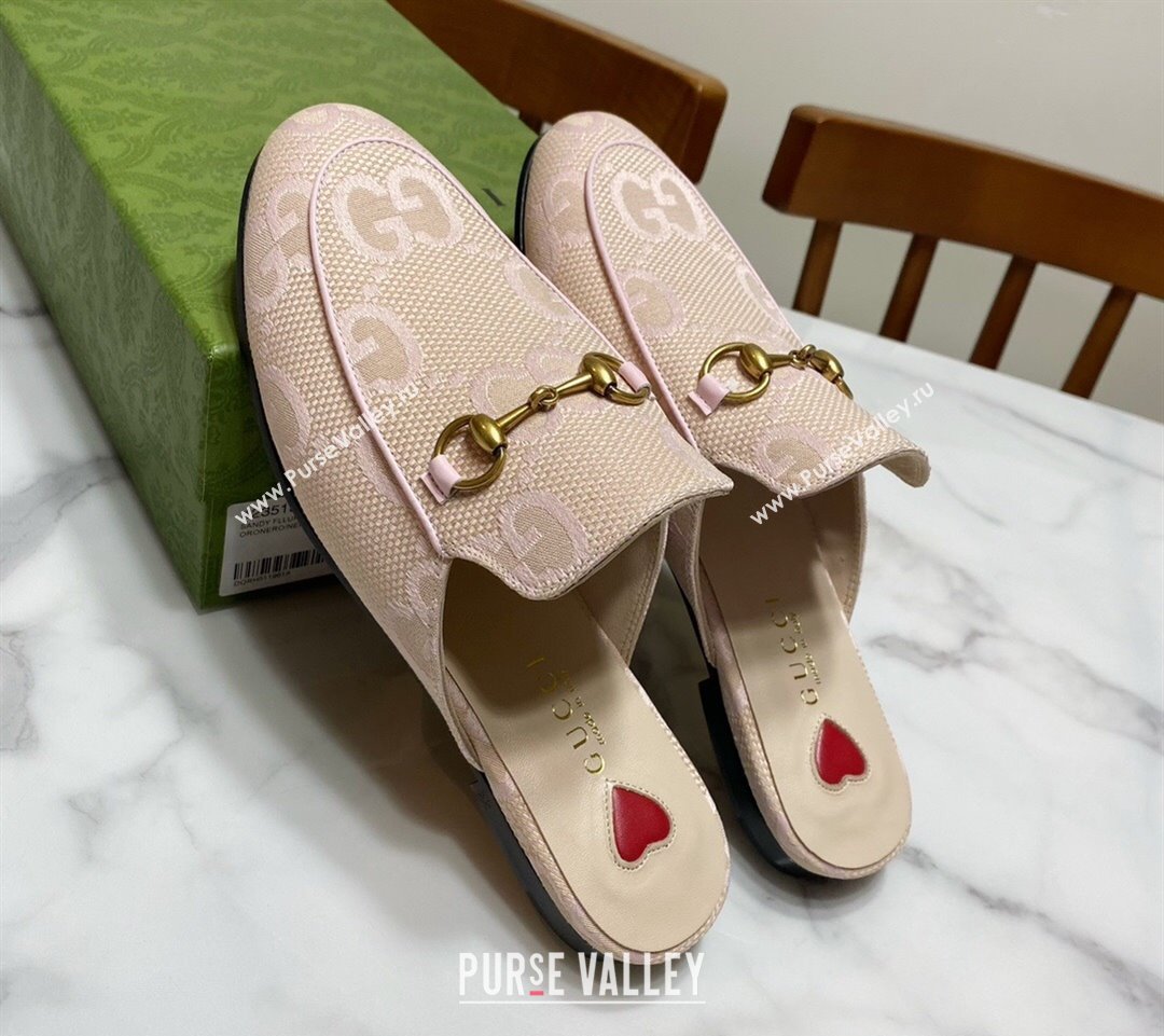 Gucci Princetown Jumbo GG Canvas Flat Slippers Light Pink 2025 557730 (SS-250423145)