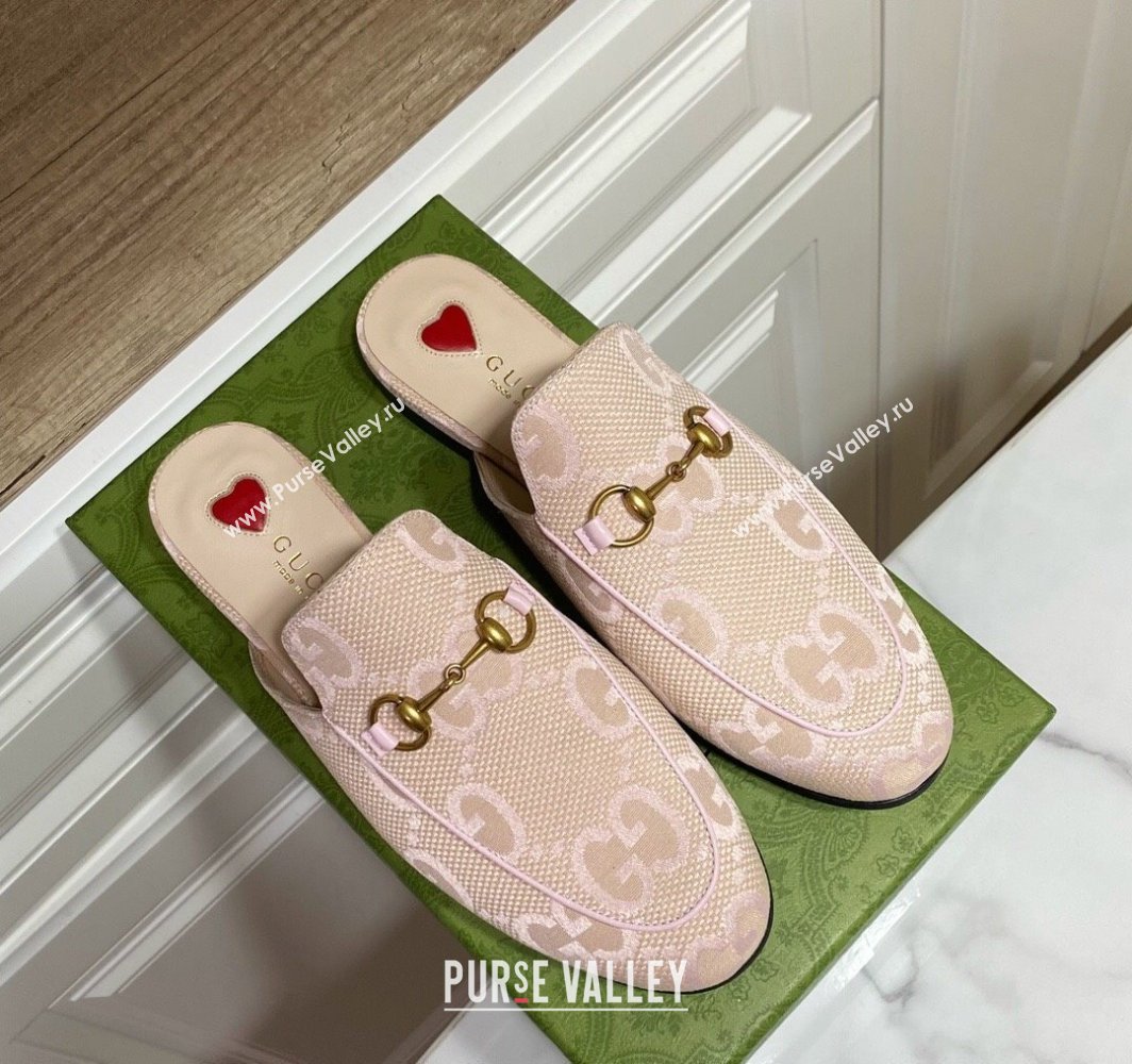 Gucci Princetown Jumbo GG Canvas Flat Slippers Light Pink 2025 557730 (SS-250423145)