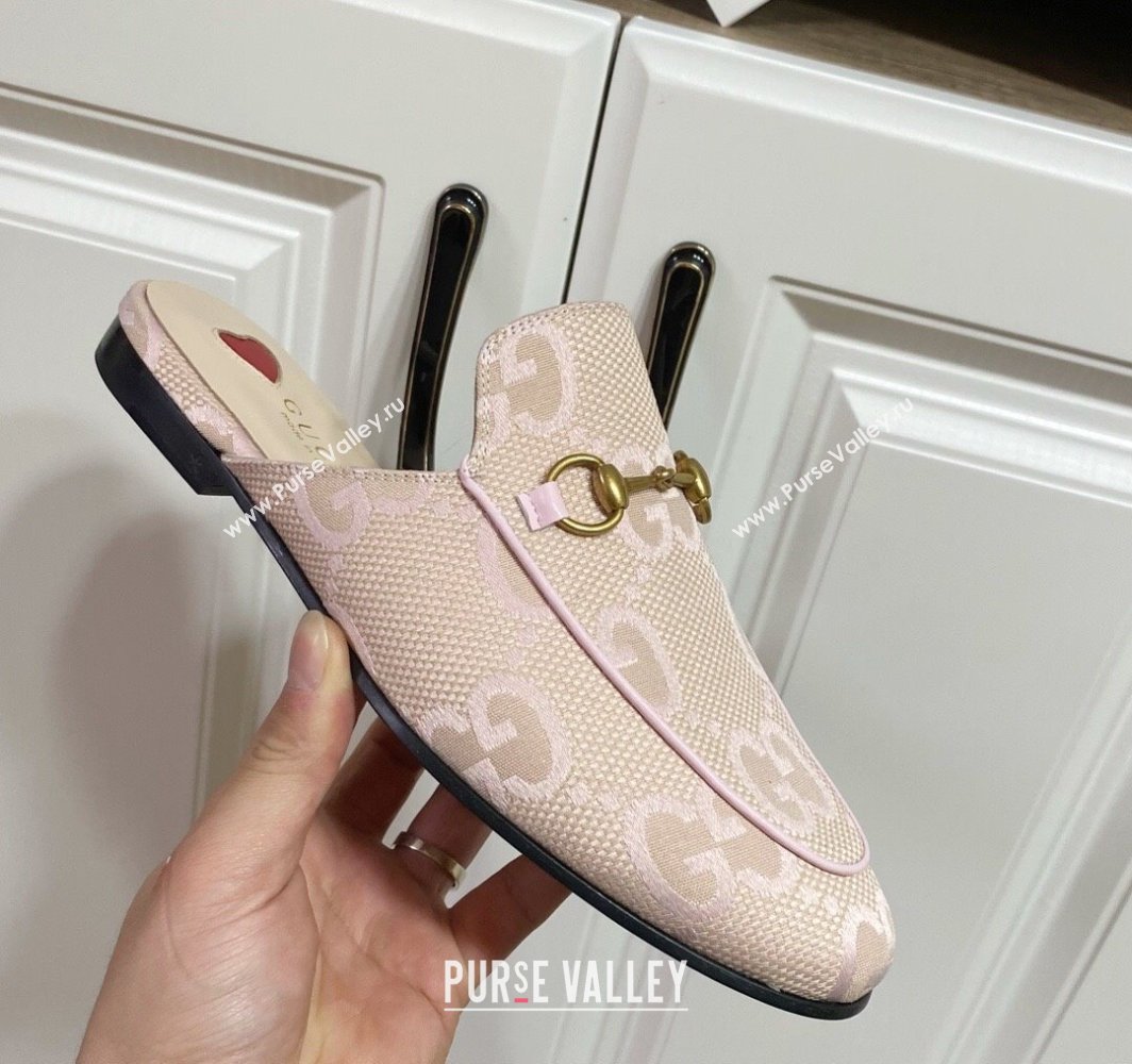 Gucci Princetown Jumbo GG Canvas Flat Slippers Light Pink 2025 557730 (SS-250423145)