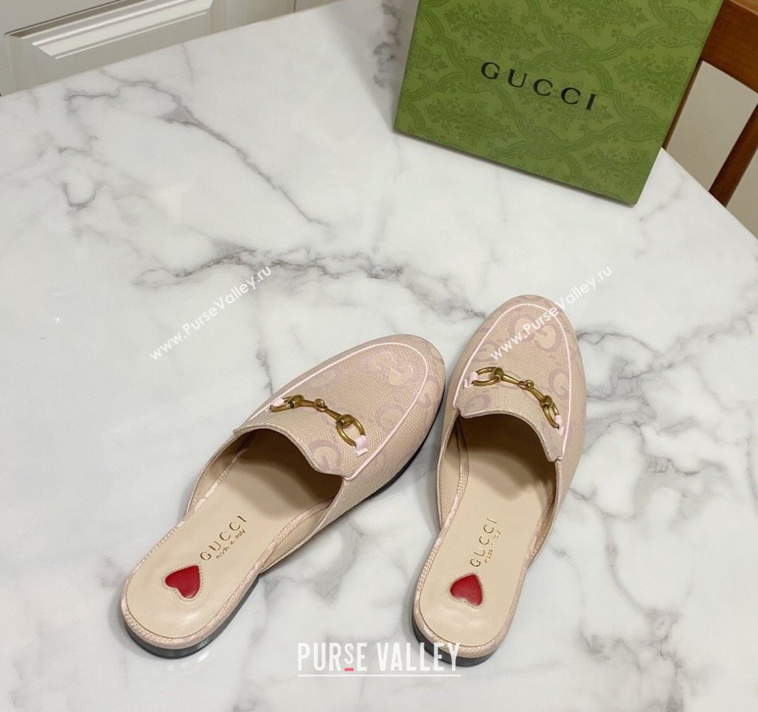 Gucci Princetown Jumbo GG Canvas Flat Slippers Light Pink 2025 557730 (SS-250423145)