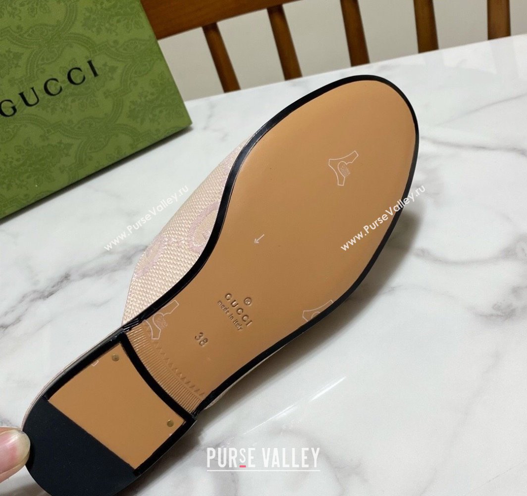 Gucci Princetown Jumbo GG Canvas Flat Slippers Light Pink 2025 557730 (SS-250423145)