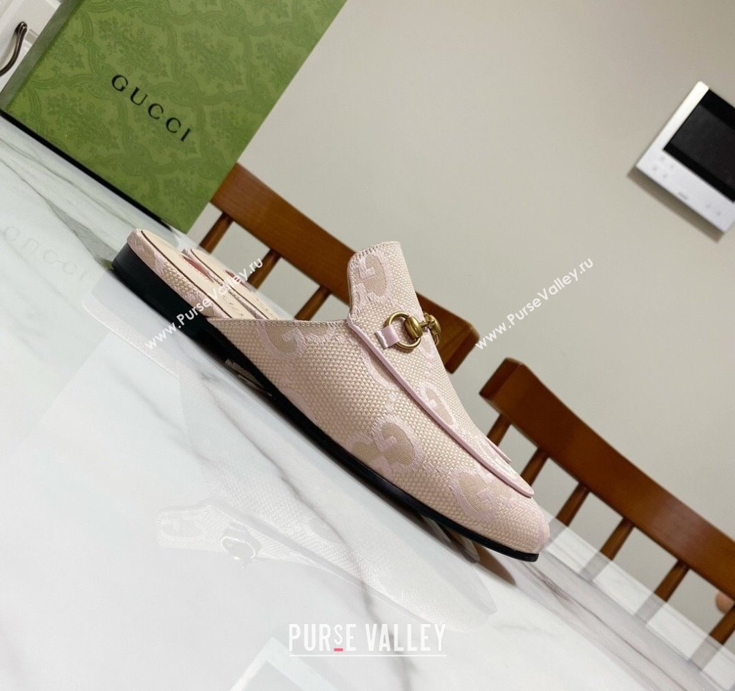 Gucci Princetown Jumbo GG Canvas Flat Slippers Light Pink 2025 557730 (SS-250423145)