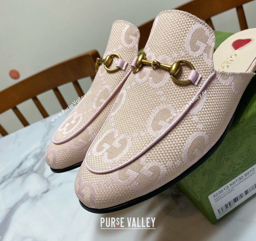 Gucci Princetown Jumbo GG Canvas Flat Slippers Light Pink 2025 557730 (SS-250423145)