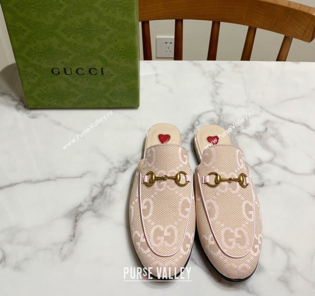 Gucci Princetown Jumbo GG Canvas Flat Slippers Light Pink 2025 557730 (SS-250423145)