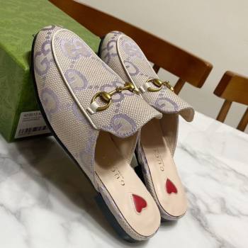 Gucci Princetown Jumbo GG Canvas Flat Slippers Light Purple 2025 557730 (SS-250423146)