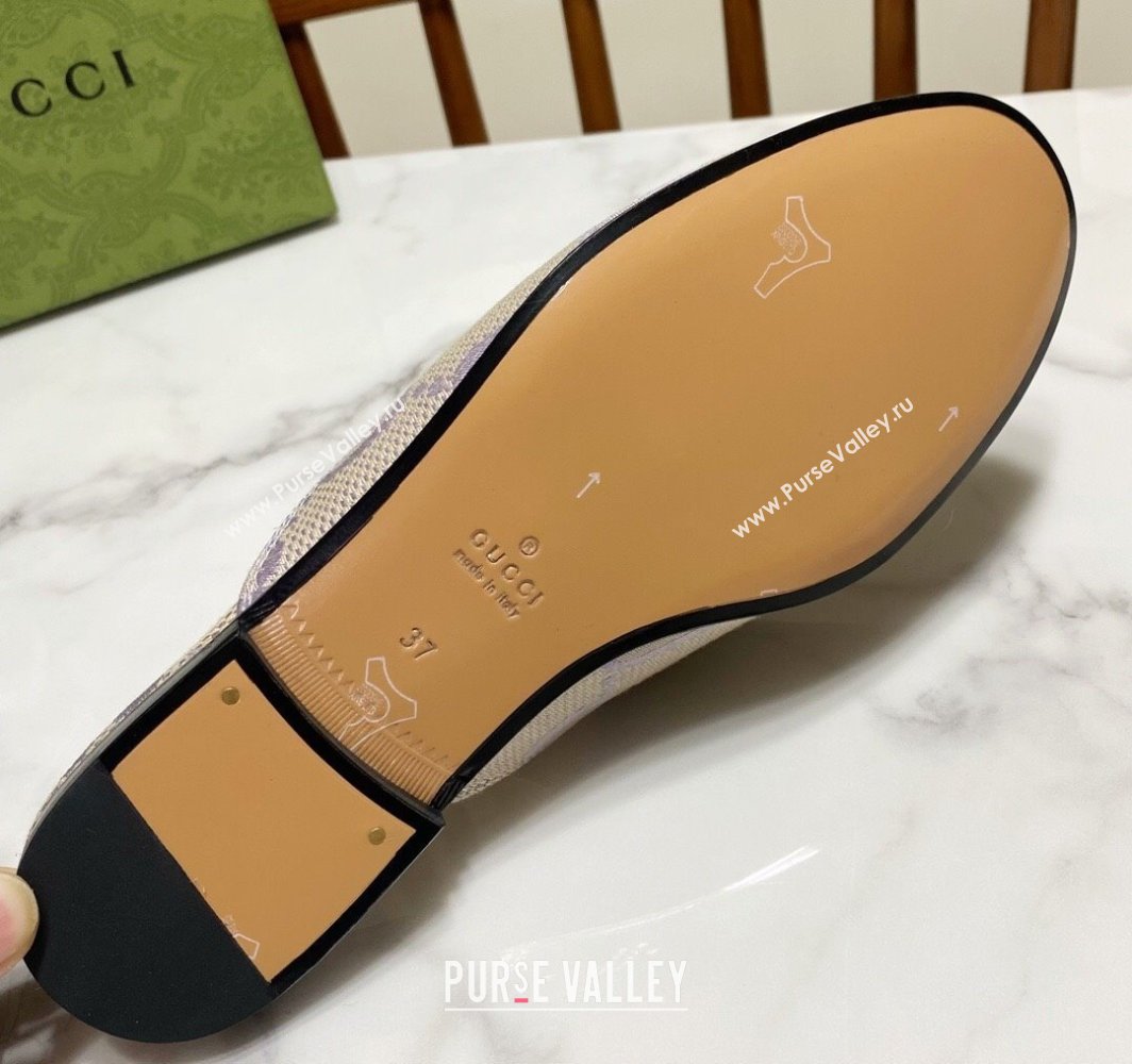 Gucci Princetown Jumbo GG Canvas Flat Slippers Light Purple 2025 557730 (SS-250423146)