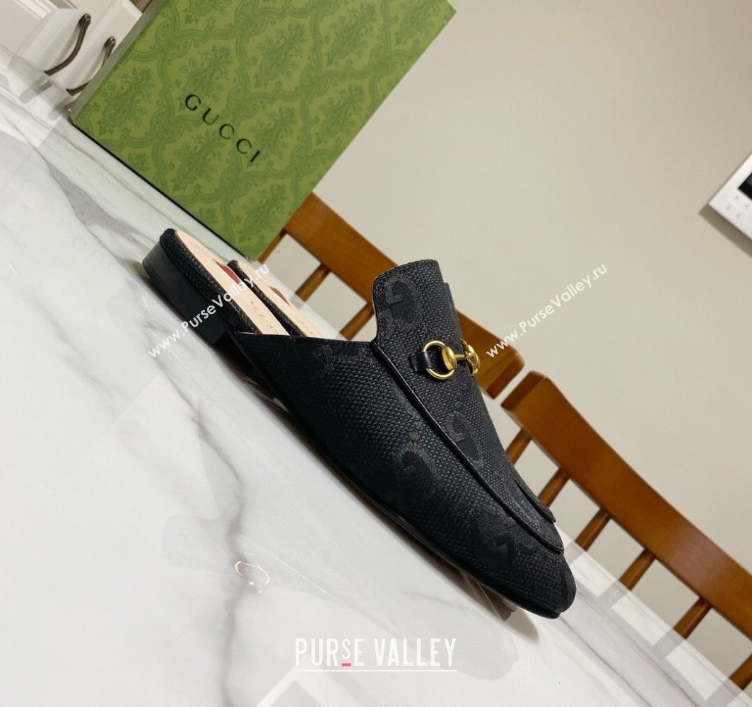 Gucci Princetown Jumbo GG Canvas Flat Slippers Black 2025 557730 (SS-250423147)