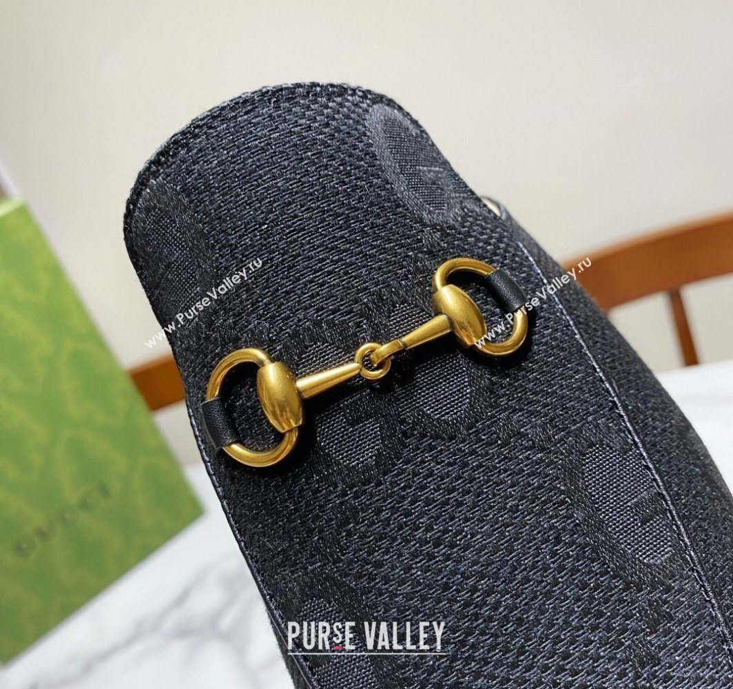 Gucci Princetown Jumbo GG Canvas Flat Slippers Black 2025 557730 (SS-250423147)