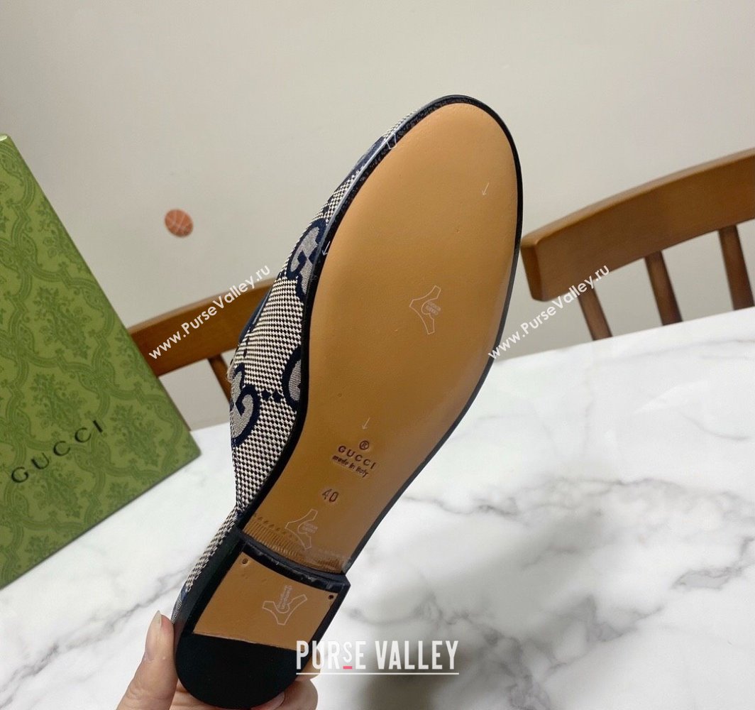 Gucci Princetown Jumbo GG Canvas Flat Slippers Grey/Blue 2025 557730 (SS-250423148)