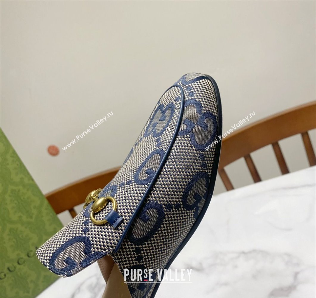 Gucci Princetown Jumbo GG Canvas Flat Slippers Grey/Blue 2025 557730 (SS-250423148)