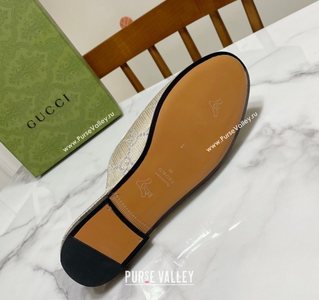 Gucci Princetown GG Embroidered Canvas Flat Slippers Light Gold 2025 557730 (SS-250423149)