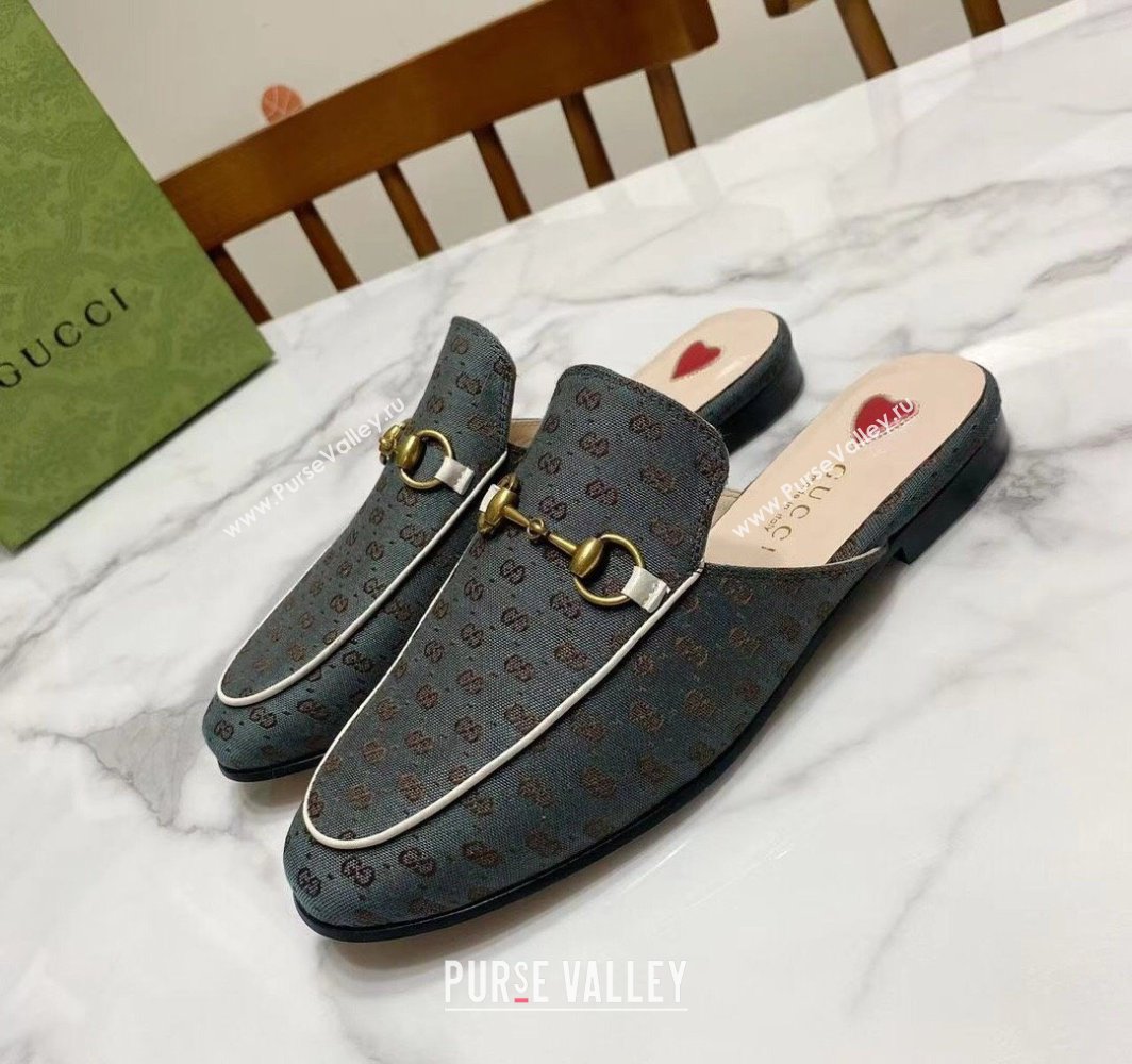 Gucci Princetown GG Embroidered Canvas Flat Slippers Dark Green 2025 557730 (SS-250423150)