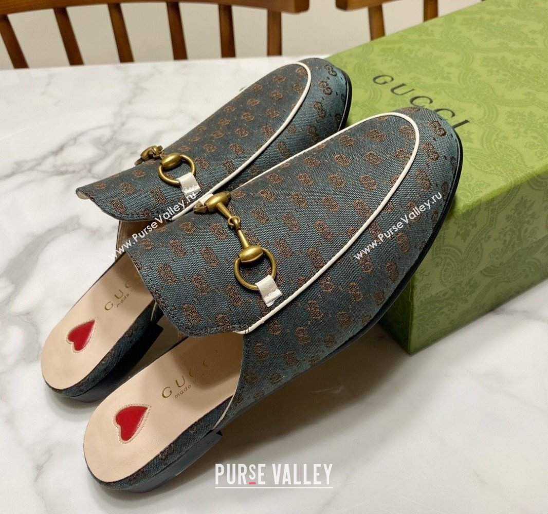 Gucci Princetown GG Embroidered Canvas Flat Slippers Dark Green 2025 557730 (SS-250423150)