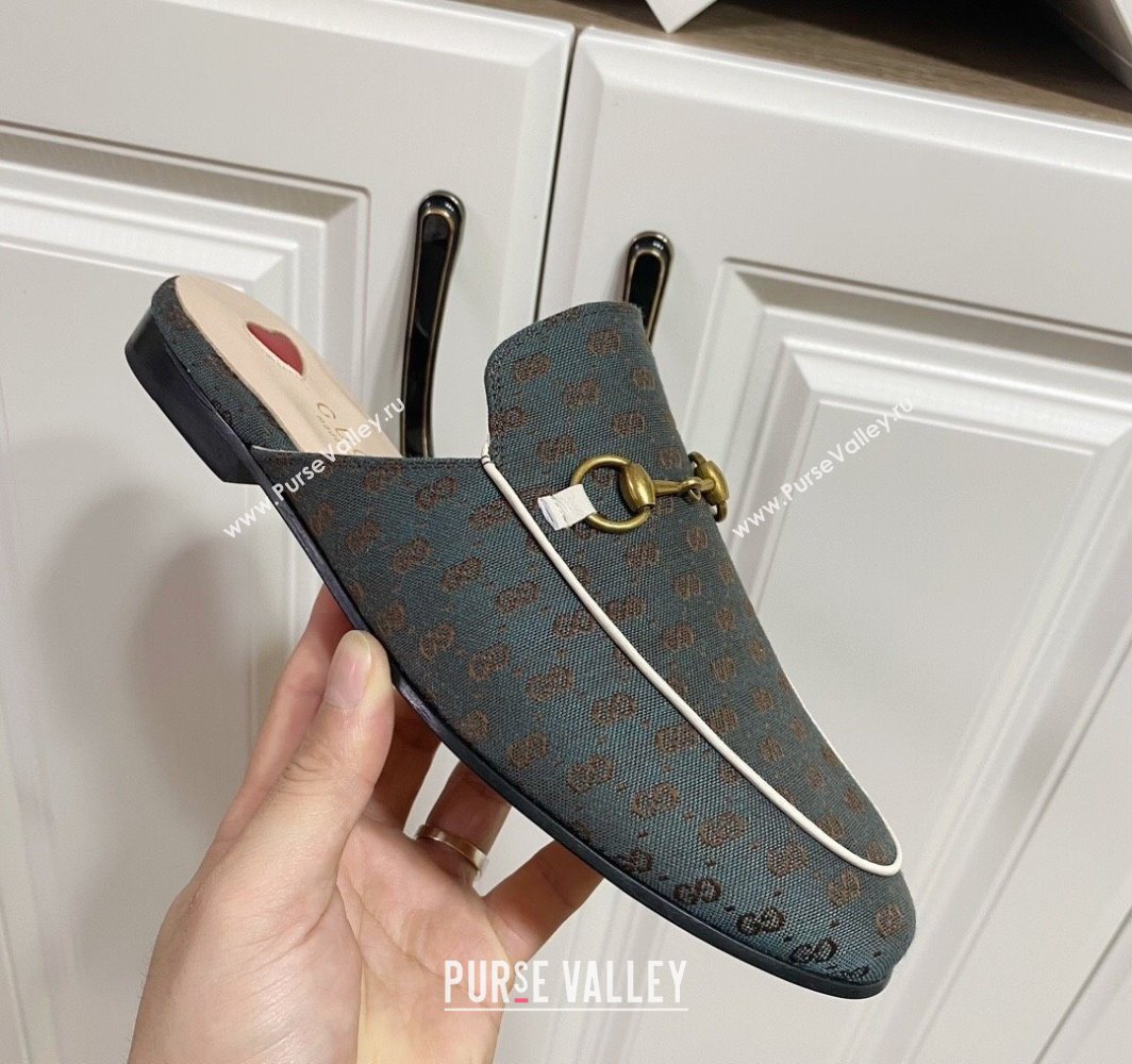 Gucci Princetown GG Embroidered Canvas Flat Slippers Dark Green 2025 557730 (SS-250423150)