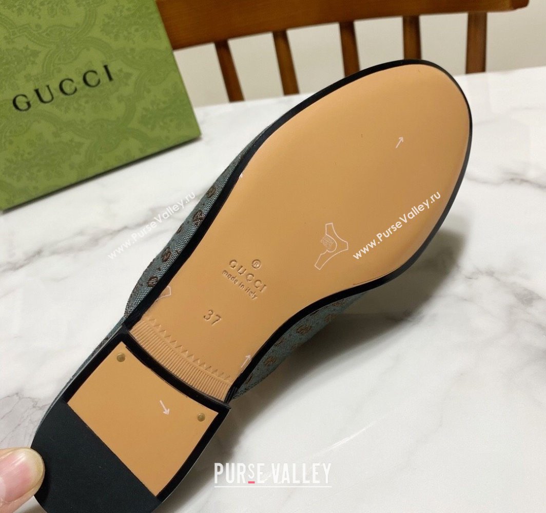 Gucci Princetown GG Embroidered Canvas Flat Slippers Dark Green 2025 557730 (SS-250423150)