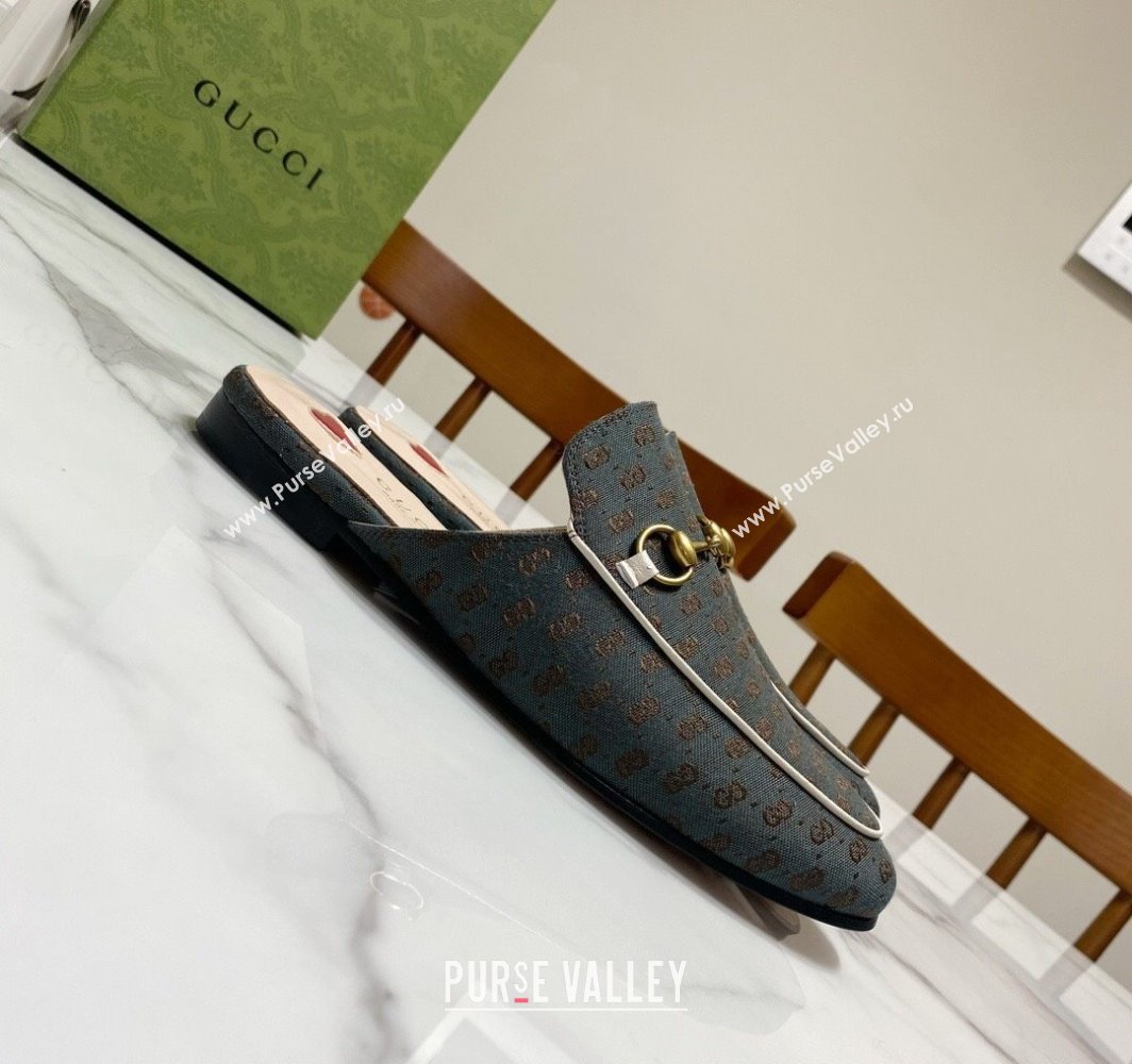 Gucci Princetown GG Embroidered Canvas Flat Slippers Dark Green 2025 557730 (SS-250423150)