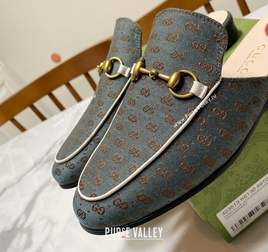 Gucci Princetown GG Embroidered Canvas Flat Slippers Dark Green 2025 557730 (SS-250423150)