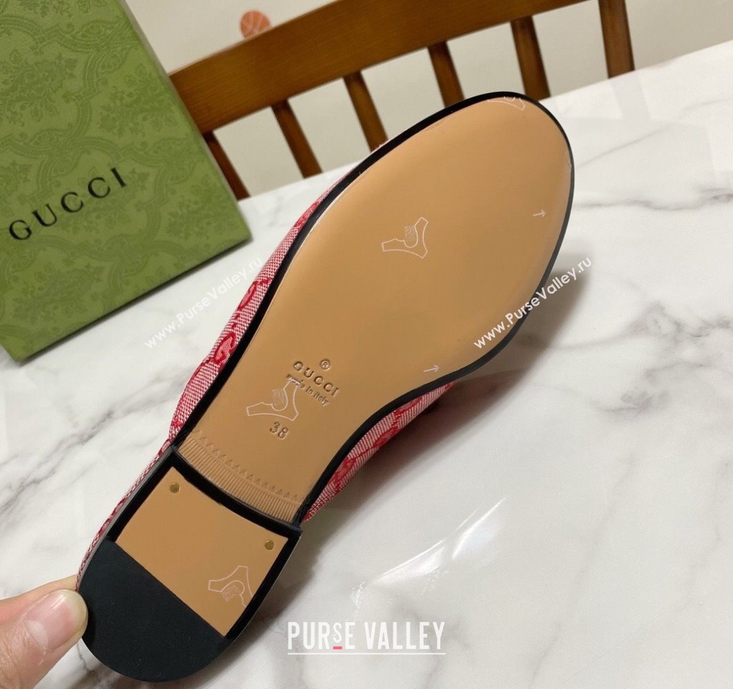 Gucci Princetown GG Embroidered Canvas Flat Slippers Pink/Red 2025 557730 (SS-250423151)