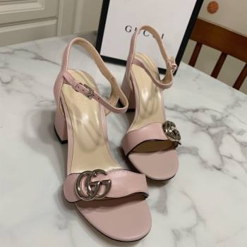 Gucci Leather Wave Heel Sandals 7cm Light Pink 2025 GG042304 (SS-250423121)