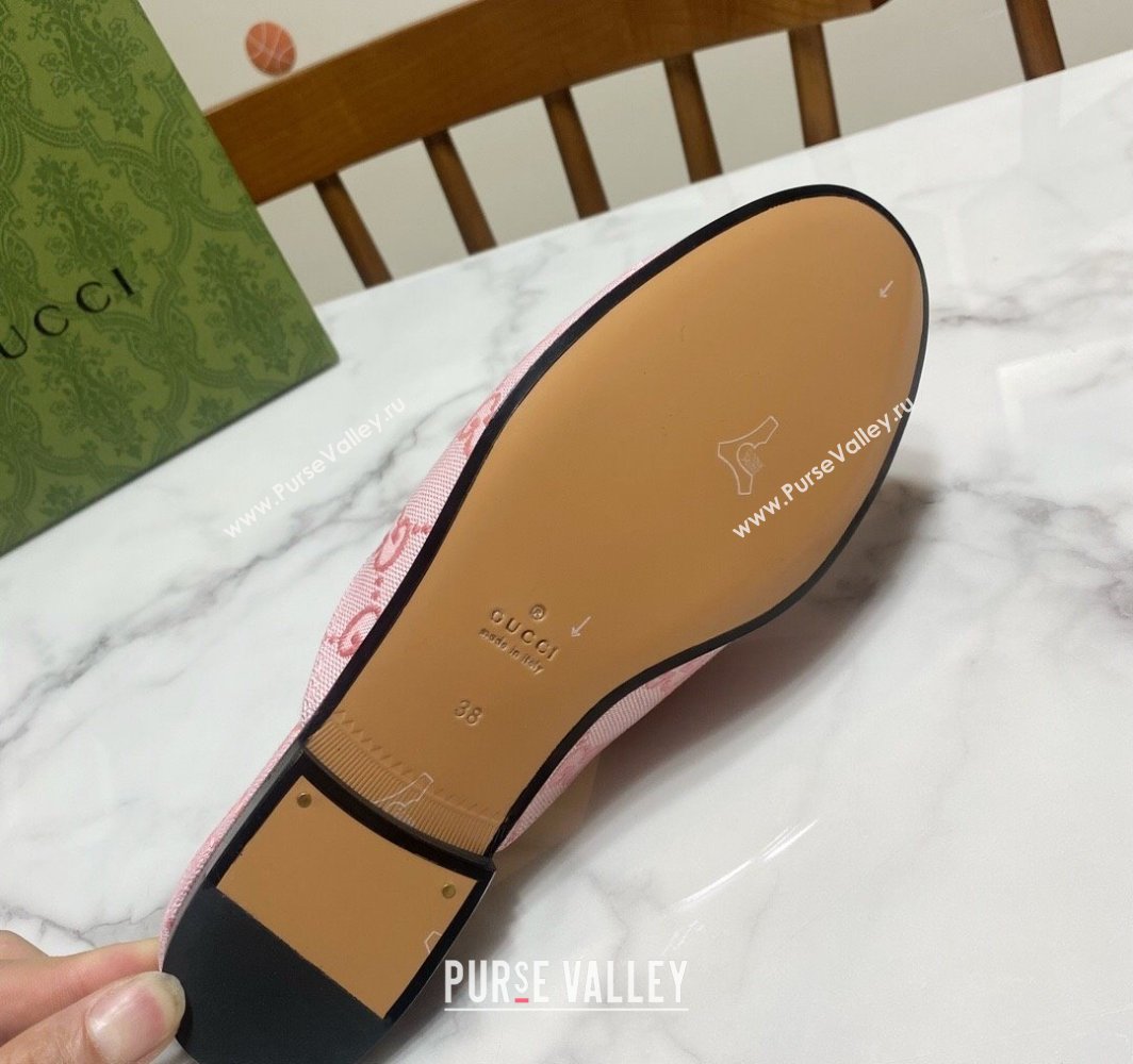 Gucci Princetown GG Embroidered Canvas Flat Slippers Light Pink 2025 557730 (SS-250423154)