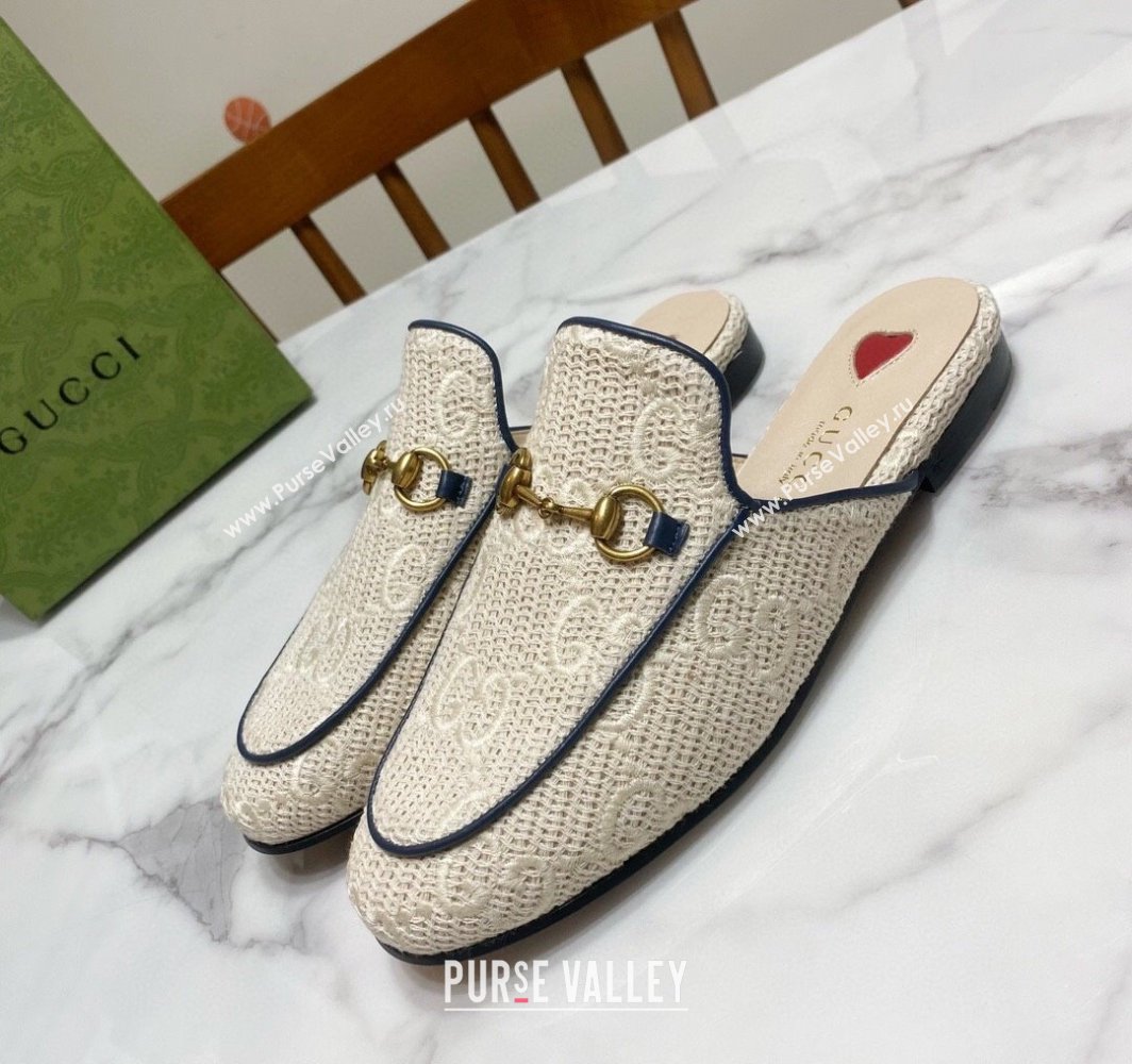 Gucci Princetown GG Crochet Flat Slippers Light Beige 2025 557730 (SS-250423155)