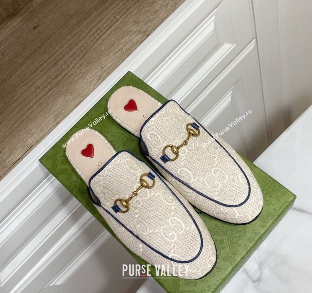 Gucci Princetown GG Crochet Flat Slippers Light Beige 2025 557730 (SS-250423155)