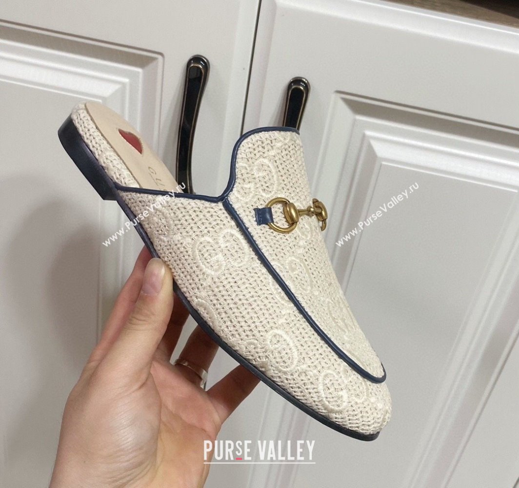 Gucci Princetown GG Crochet Flat Slippers Light Beige 2025 557730 (SS-250423155)