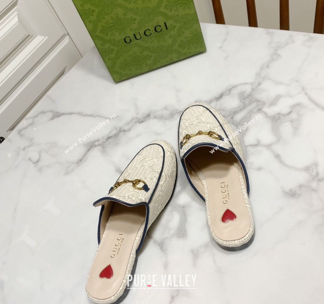 Gucci Princetown GG Crochet Flat Slippers Light Beige 2025 557730 (SS-250423155)