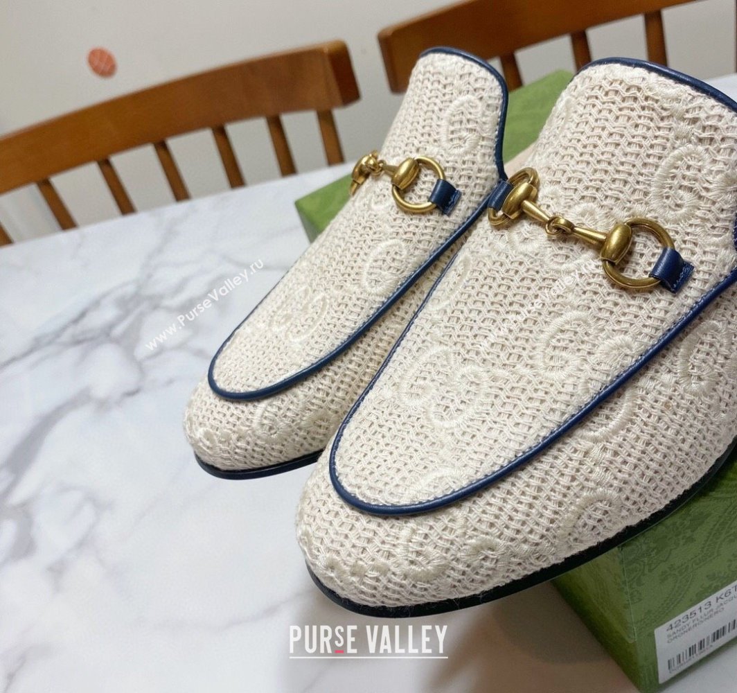 Gucci Princetown GG Crochet Flat Slippers Light Beige 2025 557730 (SS-250423155)