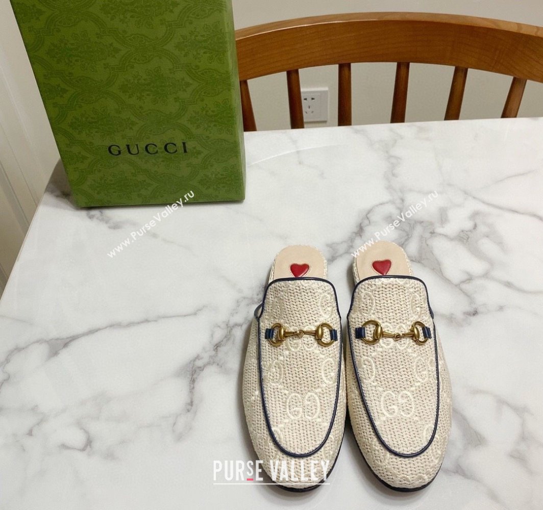Gucci Princetown GG Crochet Flat Slippers Light Beige 2025 557730 (SS-250423155)